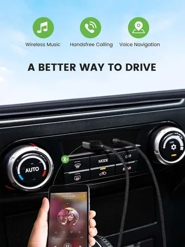 Miniatura 2 de HVMLAK Adaptador auxiliar Bluetooth 5.2 para automóvil, conector USB de 0.138 in, llamada manos libres, transmisión de música para camiones