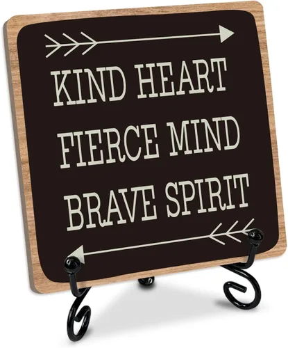 Regalos inspiradores para mujeres y hombres, letreros de mesa de madera inspiradores, decoración de escritorio, placa de madera con soporte, corazón