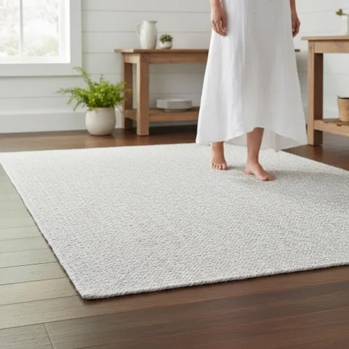Miniatura 69 de Super Area Rugs Farmhouse - Alfombra trenzada de algodón reversible para cocina, gris y blanco, 4 x 6 pies, ovalada