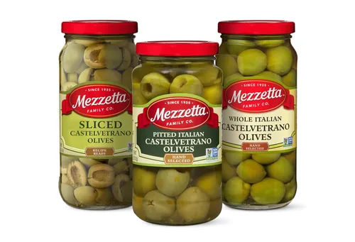 Mezzetta Paquete combinado de aceitunas Castelvetrano - Incluye: Aceitunas verdes italianas enteras, en rodajas y sin hueso, sin OMG, sin gluten,
