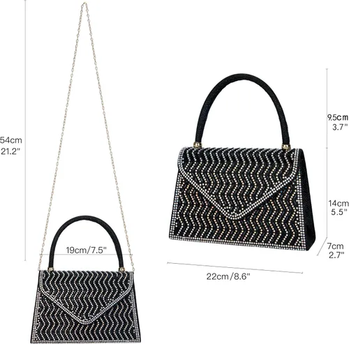 Miniatura 3 de Bolsos de noche para mujer, formales, embrague de diamantes de imitación, bolso de fiesta de boda con purpurina, bolso de cóctel para fiesta