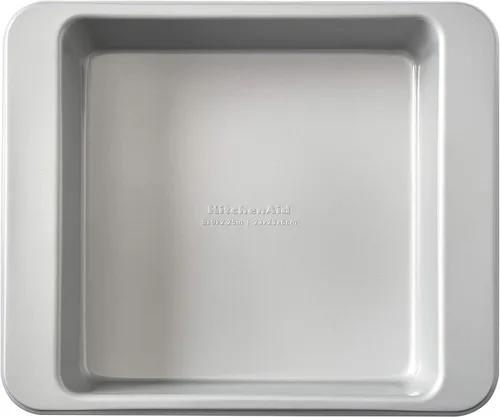 Miniatura 9 de KitchenAid Molde cuadrado de acero aluminio antiadherente de ingeniería suiza, apto para lavavajillas, contorno plateado, 9 pulgadas Plateado Contour