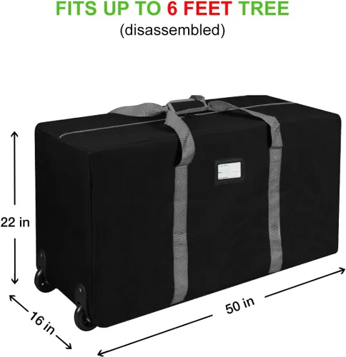 Miniatura 6 de ProPik Bolsa de almacenamiento rodante para árbol de Navidad, se adapta a árboles de vacaciones desmontados de hasta 7.5 pies de alto, 22" x 16" x