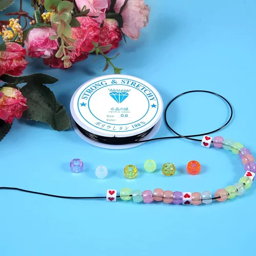 Miniatura 2 de Amaney - Cuerda elástica negra de 0.031 in, cuerda elástica de cristal para pulseras, cuentas y fabricación de joyas