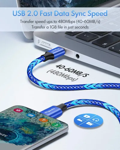 Miniatura 5 de etguuds Cable USB C a USB C de 3 pies, paquete de 2 cables USBC a USBC de 60 W, cable de carga tipo C a C, carga rápida para iPhone 17, 16, 15 Pro
