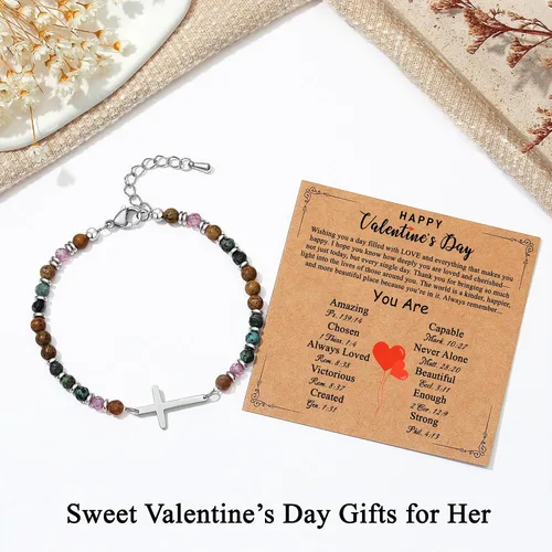Miniatura 4 de TONY & SANDY Pulsera de cruz cristiana para mujer, regalo de San Valentín para ella, regalo de confirmación de bautismo, Pascua, regalo único