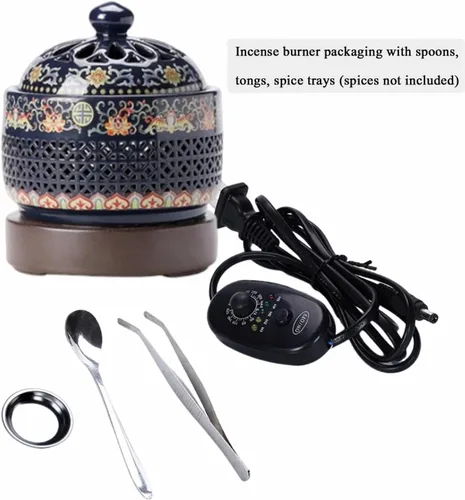 Miniatura 7 de Bakhoor - Quemador eléctrico de resina con temporizador, quemador de incienso eléctrico de cerámica, 110 V, para porche, patio, jardín, oficina