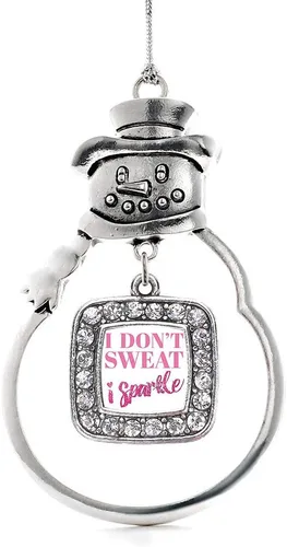 Miniatura 200 de Inspired Silver - Adorno de rodillo de reina - Adorno cuadrado de plata con muñeco de nieve con joyas de circonita cúbica