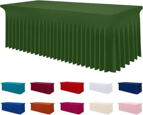 Miniatura 56 de Smiry Mantel de Spandex, Mantel Elástico Ajustable Extensible para Mesas Rectangulares de 6 Pies, Falda Cubierta de Mesa Impermeable y Lavable