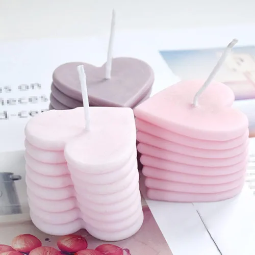 Miniatura 5 de 3 paquetes de moldes de vela en forma de corazón para bricolaje 3D de silicona para hacer velas de molde para hornear, molde de vela de jabón, molde