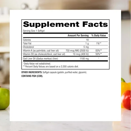 Miniatura 3 de Webber Naturals Super Bacalao - Cápsulas blandas de aceite de hígado de bacalao con vitamina A y vitamina D, 1100 mg de aceite de pescado de hígado
