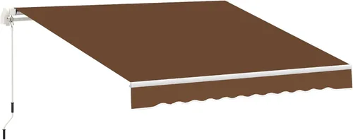 Miniatura 20 de Outsunny - Toldo retráctil de 10 x 8 pies, toldo para patio, toldo para sol con manivela manual, tela resistente a los rayos UV y al agua y Rayas