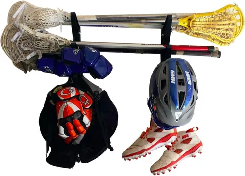 StoreYourBoard Lacrosse Stick - Estante de almacenamiento de pared, almohadillas y equipos de palos Lax, soporte organizador para el hogar y el