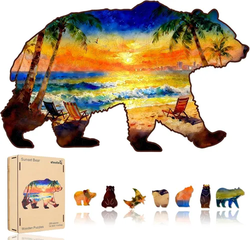 Miniatura 28 de Qiuenisray Rompecabezas de madera, lindo rompecabezas de gato de 500 piezas con forma única, rompecabezas avanzado de madera para juegos familiares