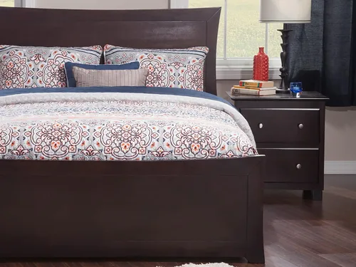 Miniatura 5 de AFI, Metro - Cama Queen de plataforma de madera de perfil bajo con estribo a juego, color espresso