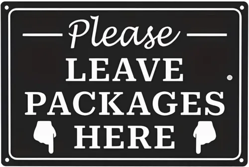 Miniatura 8 de Letrero de metal rústico vintage de 8 x 12 pulgadas – Please Leave Packages Here with Finger Flecha Retro Advertencia, Cita, Decoración de pared