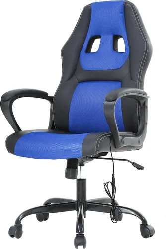 Miniatura 15 de PayLessHere Silla ergonómica de oficina para videojuegos, silla de computadora con soporte lumbar, silla ejecutiva ergonómica de piel sintética Negro