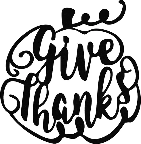 Miniatura 3 de Give Thanks Pumpkin - Arte de pared de metal - 18" X 18" - Negro