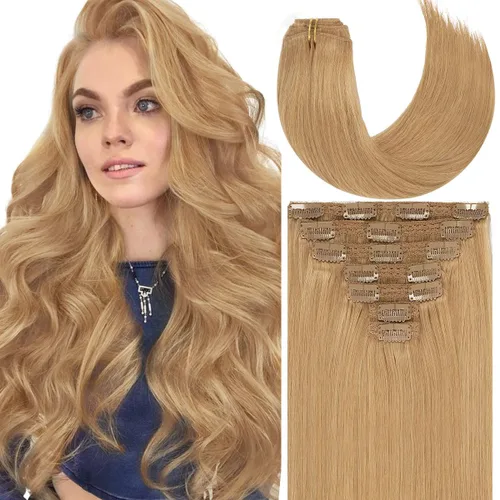 Miniatura 46 de Caliee Extensiones de cabello con pinzas de cabello humano 14 pulgadas Color 1 Negro azabache trama doble invisibles Extensiones de cabello humano