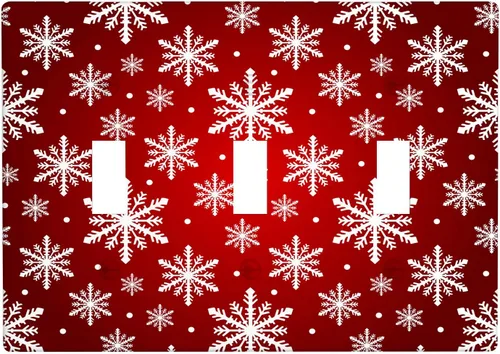Miniatura 49 de Cubierta de interruptor de luz dúplex de 1 banda, cubierta decorativa de Navidad con copos de nieve rojos, placa frontal decorativa para cocina