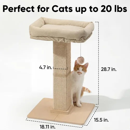 Miniatura 6 de FUKUMARU Poste rascador para gatos, estilo moderno, postes altos para rascar con percha para gatos y adultos, torre rascador grande para gatos