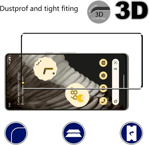 Miniatura 6 de Protector de pantalla de vidrio templado para Google Pixel 7 Pro 5G, curvado 3D, dureza 9H, antiarañazos, HD transparente, compatible con Google