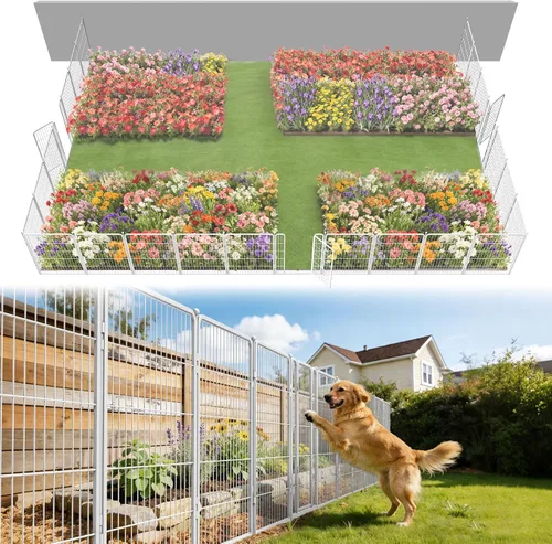 Miniatura 14 de FXW - Valla de jardín metálica y resistente para exteriores, barrera para perros y conejos, fácil instalación, negro, 24 pulgadas de alto x 29.6