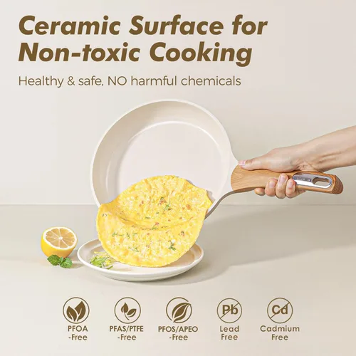 Miniatura 2 de SENSARTE Juego de utensilios de cocina de cerámica, juego de ollas y sartenes antiadherentes, 20 piezas de utensilios de cocina de inducción,
