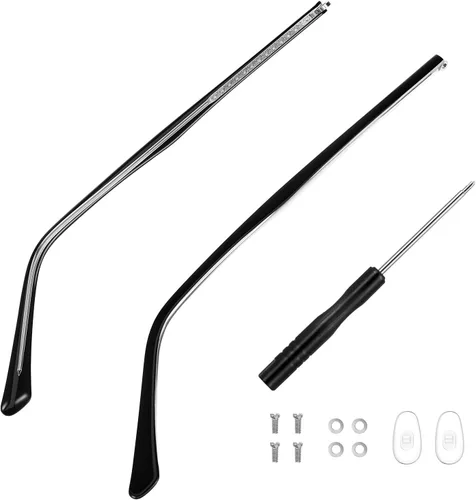 iplusmile 1 par de patillas de repuesto de lentes de metal, lentes negros, brazos, piernas, kit de reparación de gafas (negro)