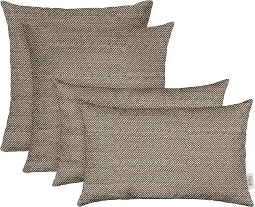 RSH DECOR: Sunbrella Juego de 4 almohadas lumbares y cuadradas | 20 x 12 pulgadas y 17 x 17 pulgadas | Tela resistente al agua y a la decoloración |