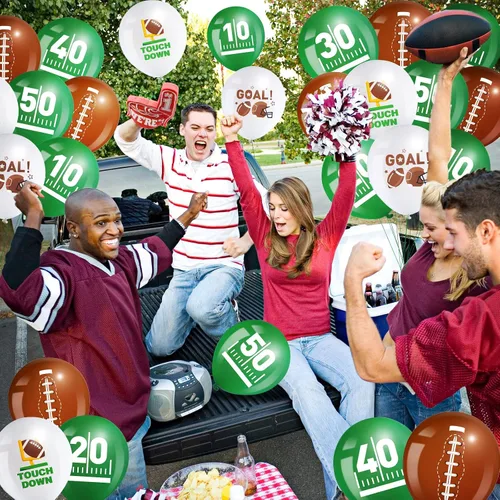 Miniatura 6 de Censen 45 globos de fútbol de 12 pulgadas, globos deportivos de látex para fiestas de fútbol, globos de retocar blanco, verde, marrón