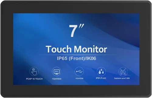 GreenTouch Monitor táctil PCAP HDMI de 17,8 cm (7 pulgadas) con marco abierto de 1024x600 para mercados de consumo, venta minorista y hostelería