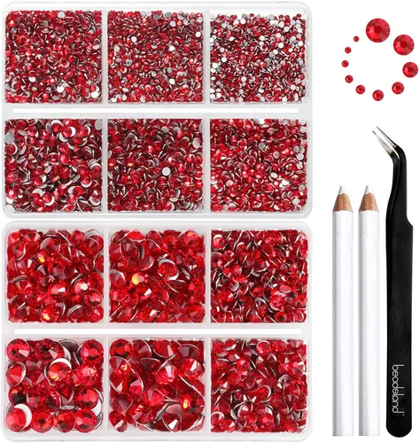 Miniatura 9 de Beadsland 8300 diamantes de imitación con parte trasera plana, diamantes de imitación redondos de cristal azules para manualidades, mezcla de 10