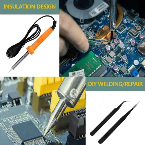 Miniatura 3 de LEATBUY Juego de crimpadoras CAT5 CAT6 RJ45, herramienta de crimpado Cat5e, 50 conectores, 50 cubiertas, probador de cables LAN de red, pelacables