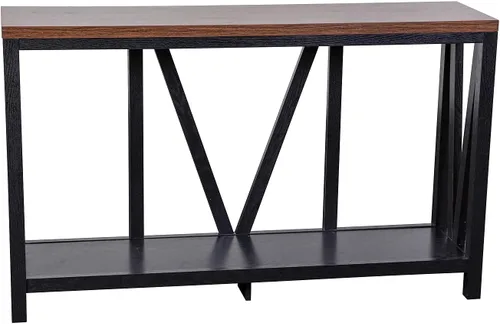 Miniatura 9 de Flash Furniture Charlotte Farmhouse - Mesa consola de 2 niveles, marco de madera de ingeniería con acabado de roble cálido, mesa con acabado