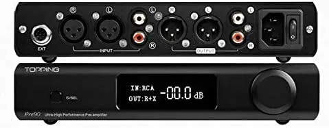 Topping Pre90 Preamplificador y Ext90 Extensor de entrada de audio de alta resolución Módulos NFCA 2RCA 4XLR Combinación (negro, Pre90)