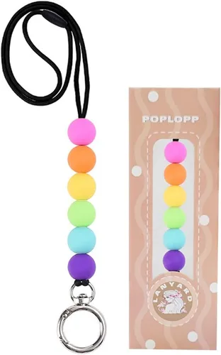 Miniatura 16 de POPLOPP 3 cordones para profesores para insignias de identificación y llaves, lindo cordón de silicona con cuentas para mujeres, enfermeras