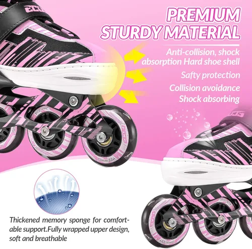 Miniatura 6 de Patines en línea ajustables para niños y niñas de 5-8 y 8-12 años con ruedas iluminadas, patines para niños de 4-12 años, patines para adolescentes