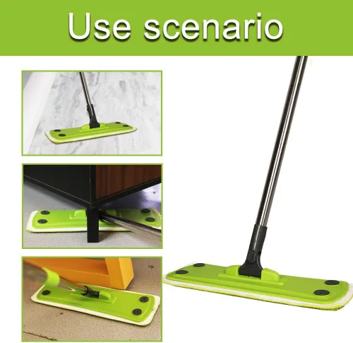 Miniatura 5 de Trapeador de microfibra con 5 papeles para polvo + 2 almohadillas lavables, limpieza de suelos multisuperficie para húmedo, seco y polvo, mango