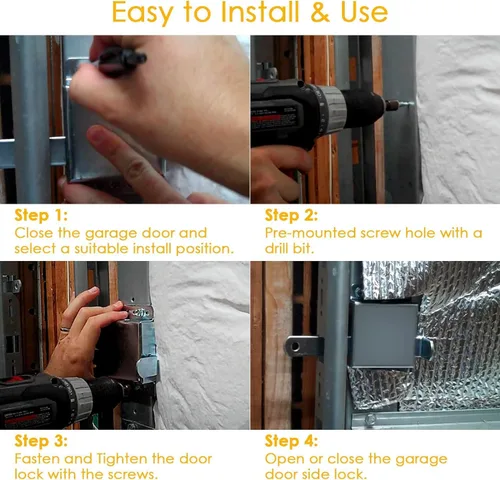 Miniatura 5 de Sistema de bloqueo universal y ajustable para puerta de garaje residencial Reemplazo de cerradura para reparación de puertas de garaje Cerradura