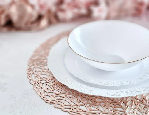 Miniatura 8 de Occasions: Paquete de 10 manteles individuales metálicos de vinilo prensado/decoración de boda (primavera, oro rosa)