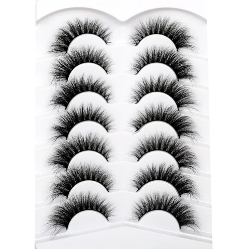 Miniatura 563 de Pooplunch - Pestañas postizas finas de visón sintético, estilo ojo de gato, naturales, cruzadas, tipo racimo, efecto 8D de volumen, tiras