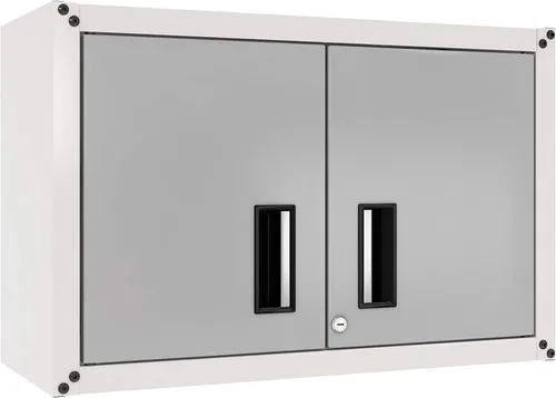 Miniatura 6 de Armario de almacenamiento flotante listo para montar – Armario de garaje de montaje en pared con 2 puertas, capacidad de estante de 44 libras