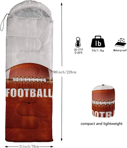 Miniatura 7 de BSNTHO Saco de dormir para camping, 3 estaciones, clima cálido y fresco, ligero, saco de dormir impermeable para adultos y niños, viajes y al aire