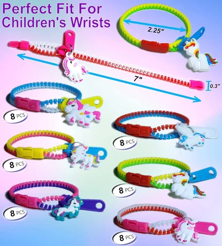 Miniatura 2 de UpBrands Juego de pulseras con cremallera de unicornio a granel, kit para fiesta de cumpleaños de unicornio, bolsas de golosinas y rellenos