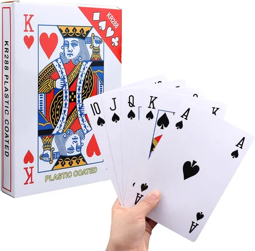 GSE Games & Sports Expert Naipes jumbo, cartas grandes de gran tamaño, póker enorme para adultos, personas mayores, decoraciones de fiesta de casino