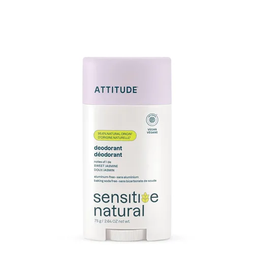 Miniatura 9 de ATTITUDE Desodorante para pieles sensibles, sin aluminio y sin bicarbonato de sodio, suave y vegano, protección contra olores de larga duración