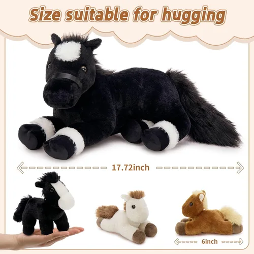 Miniatura 2 de Tezituor 4 piezas de animal de peluche de caballo con bebés, caballo de peluche grande de 18 pulgadas mamá con bebé de pony de peluche, lindo