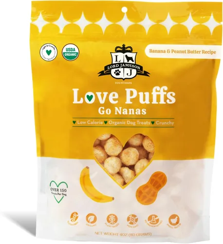 Miniatura 15 de Lord Jameson Cheddar Charm Colección Love Puffs ligeros y crujientes Golosinas orgánicas para perros, receta de queso, sin gluten, sin