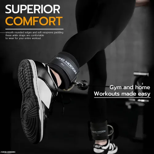 Miniatura 5 de AOHO MOOON Correas de tobillo ajustables y cómodas para máquinas de cable para mujeres, correa de pierna para gimnasio, tobillera para glúteos